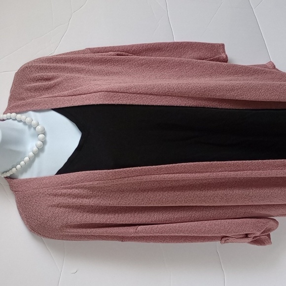 Large - Pink Rose - Loose Fitted Open Cardigan - Mauve/Light Pink - Soft… - Picture 3 of 10